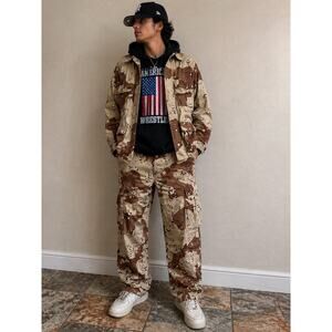 Vintage Desert Camo Full Outfit M Reg Military Camo Pants Streetwear Y2K Grunge